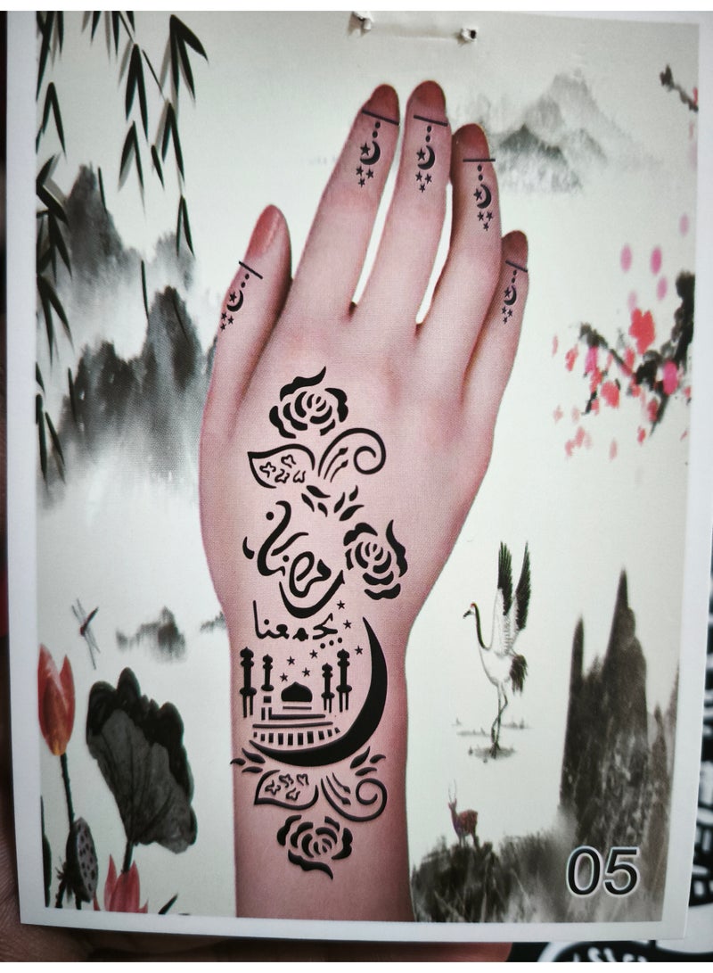 Henna Ramadan and Eid Design Mould Sticker for Both Hands - Image 2